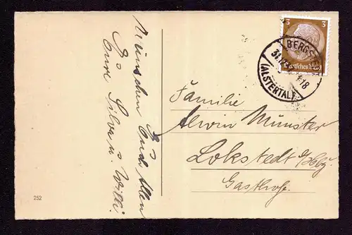 Deutsches Reich Postkarte von BERGSTEDT (ALSTERTAL) nach Lockstedt mit Mi.513  gestempelt: 31.12.37 - siehe Scan