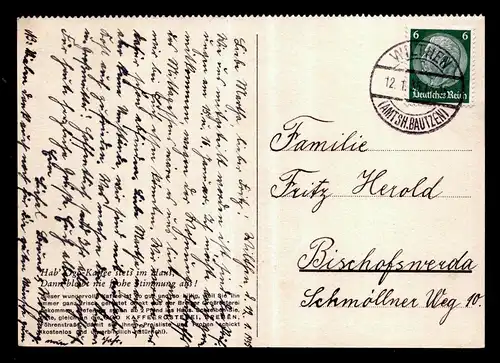 Deutsches Reich Postkarte von WILTHEN (AMTSH. BAUTZEN) nach Bischofswerda mit Mi.516  gestempelt 12.1.35 -  siehe Scan