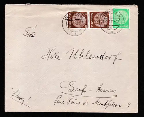 Deutsches Reich Auslands-Brief  von LIEGNITZ nach Genf-Acancias SCHWEIZ mit Mi. 515, 518  gestempelt 9.1.37 -  siehe Scan