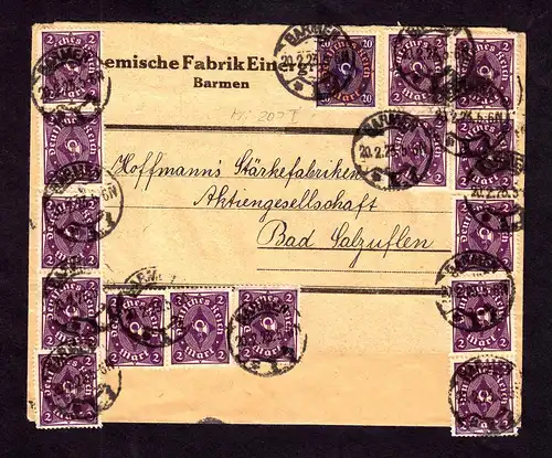 DR  Brief von  BARMEN nach Bad Salzuflen mit Mi. 207 und 224 (15x) in MiF  gestempelt am 20.2.23