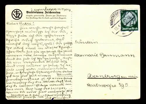 DR  Postkarte von MARKTHEINDENFELD nach Obernburg - 10.4.36 - Mi. 516