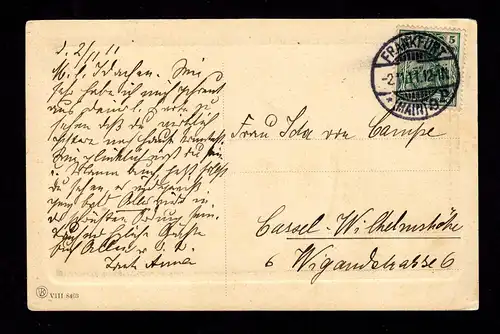 DR  Postkarte von FRANKFURT (MAIN) nach Cassel-Wilhelmshöhe mit Mi.85  - Motiv: Frankfurt a.M. - Neues Rathaus