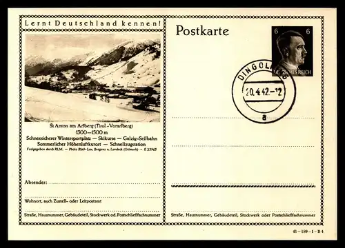 DR  Bild-Postkarte P304 "Lernt Deutschland kennen" - Bad Hofgastein,  gestempelt 20.4.42 - Dingolfing