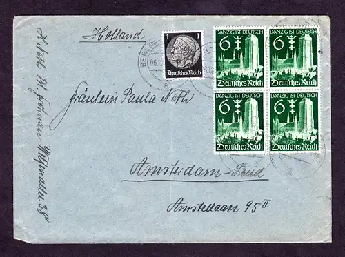 DR Auslands-Brief von BERLIN-FROHNAU nach Amsterdam / Holland - 06.12.39 mit Mi. 512,714 (im 4er-Block)