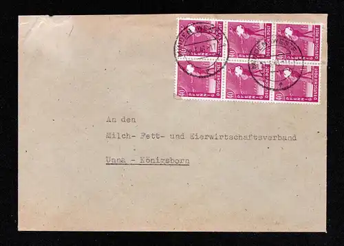 All.Bes. Brief von MINDEN nach Unna-Königsborn - 22.8.48 mit Mi.954 (6) in MeF (1 Marke Ecke defekt)