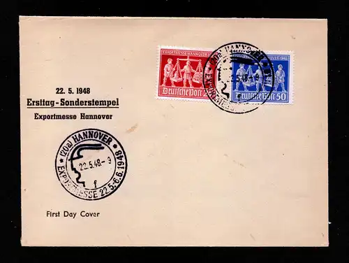 All.Bes. Brief  mit Sonderstempel von HANNOVER  FDC Mi.969,970 - SoSt. Exportmesse 1848