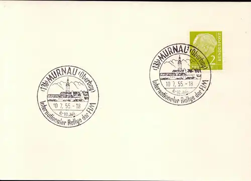 BRD Postkarte  Sonderstempel  MURNAU (Oberbay) - 10.7.55 - Mi.177 - Internationale Rallye der FIM