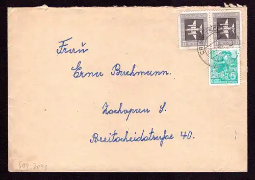 DDR Brief ab CRIMMITSCHAU nach Zschopau - 6.1.60 - Mi.609, 704 B - Flugpost