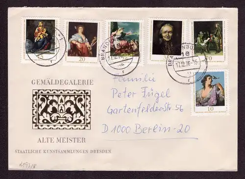 DDR Brief  ab BRANDENBURG nach W-Berlin - 17.12.76 - Mi.2193-8 - Gemäldegalerie ALTE MEISTER - Staatl. Kunstsammlungen Dresden