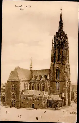 [Lithographie] Frankfurt am Main mit Dom. 