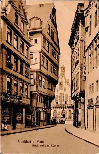 [Lithographie] Frankfurt am Main mit Blick auf den Römer. 