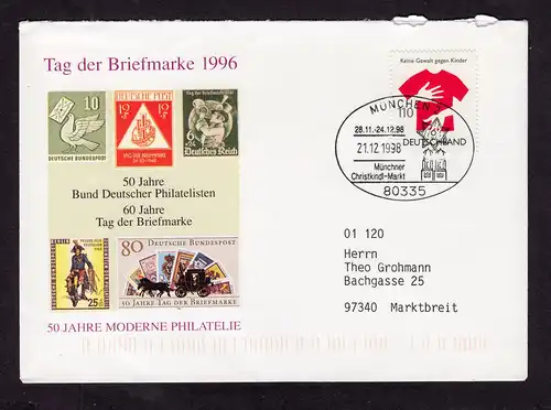 BRD Brief MÜNCHEN - Marktbreit - 21.12.1998 - SoSt "Münchner Christkindl-Markt mit Zudruck 50 J. Moderne Phil."