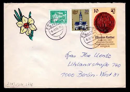 DDR Brief  KRUMHERMERSDORF (b. ZSCHOPAU) - Zschopau - 22.1.59 - Mi.673