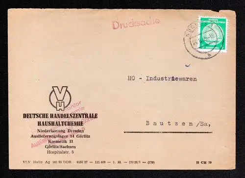 DDR Brief DS von GÖRLITZ nach Bautzen - 24.8.55 - Dienst Mi.18