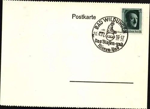 DR  Postkarte - BAD WILDUNGEN - 20.4.37 - Das Blasen- und Nierenbad
