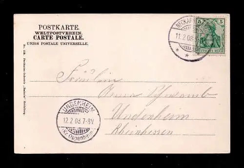 DR  Postkarte - NECKARSTEINACH - Undenheim - 11.2.08 - Mi.85 I - Ansicht Dilsburg Schwalbennest