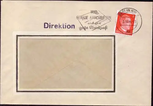 DR  Brief  BERLIN NW 7 mn - 3.10.44 - Mi.786 -Mascinenstempel "Nur genaue Anschriften sichern gute Überkunft"