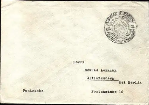 DR  Brief Postsache BERLIN - Altlandsberg - 13.6.37 - SoSt. Führerappell Reichswettkampf