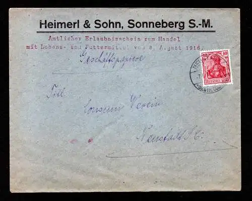 DR  Brief Sonneberg NEUSTADT (COBURG) - Neustadt - 7.6.17 - Mi.86 - Amtl. Erlaubnisschein Lebens- +Futtermittel