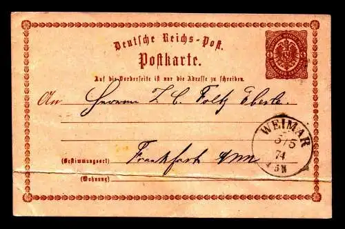 DR Ganzsache PK P1 - WEIMAR - Frankfurt - 5.5.1874