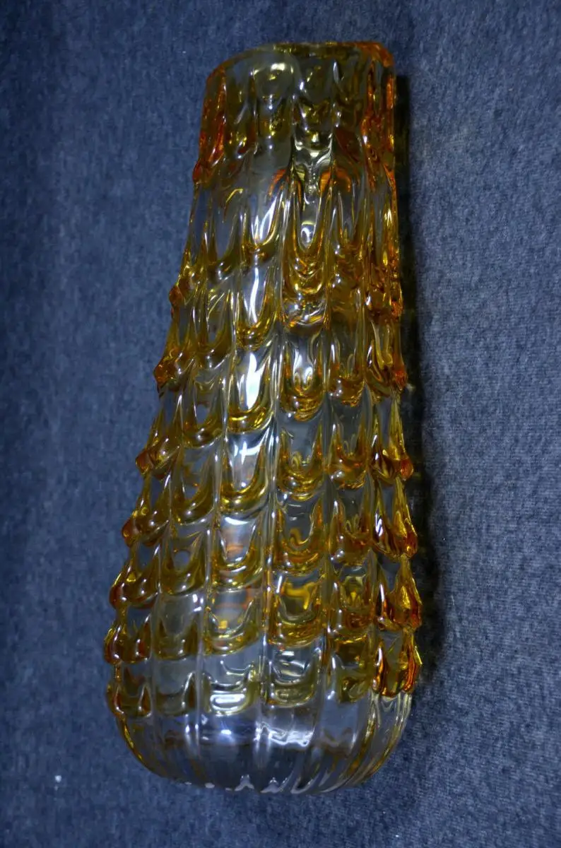 Glasvase, Murano,1950/60,Bernsteinfarben,optisch geblasen,Höhe :34 cm 3