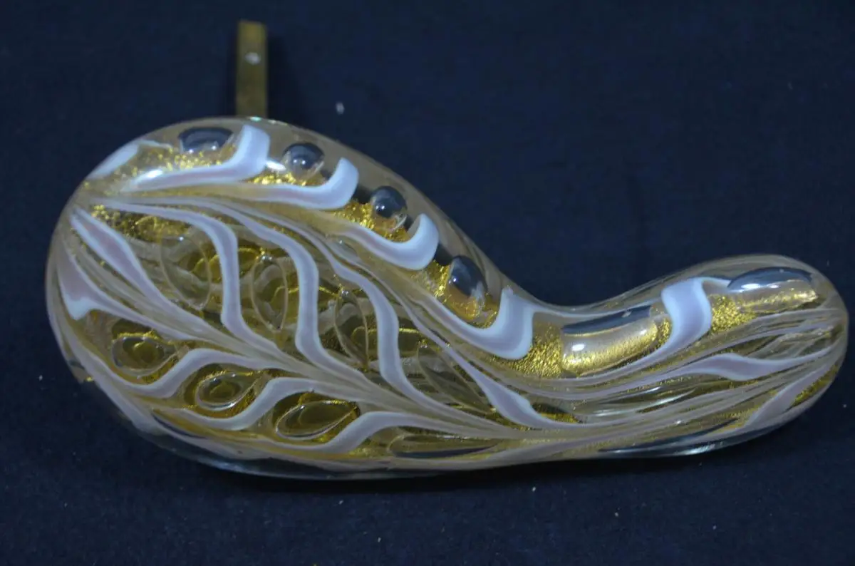 Türgriff, Murano Glas, wohl Archimede Seguso, Messing, Gold und Luftblasen 5