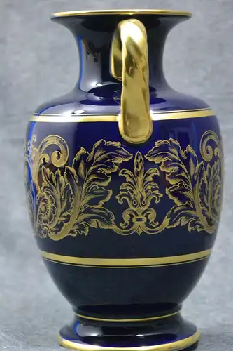 Porzellan, Vase, Hutschenreuther, dunkelblau mit Golddekor