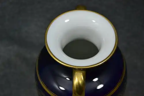 Porzellan, Vase, Hutschenreuther, dunkelblau mit Golddekor