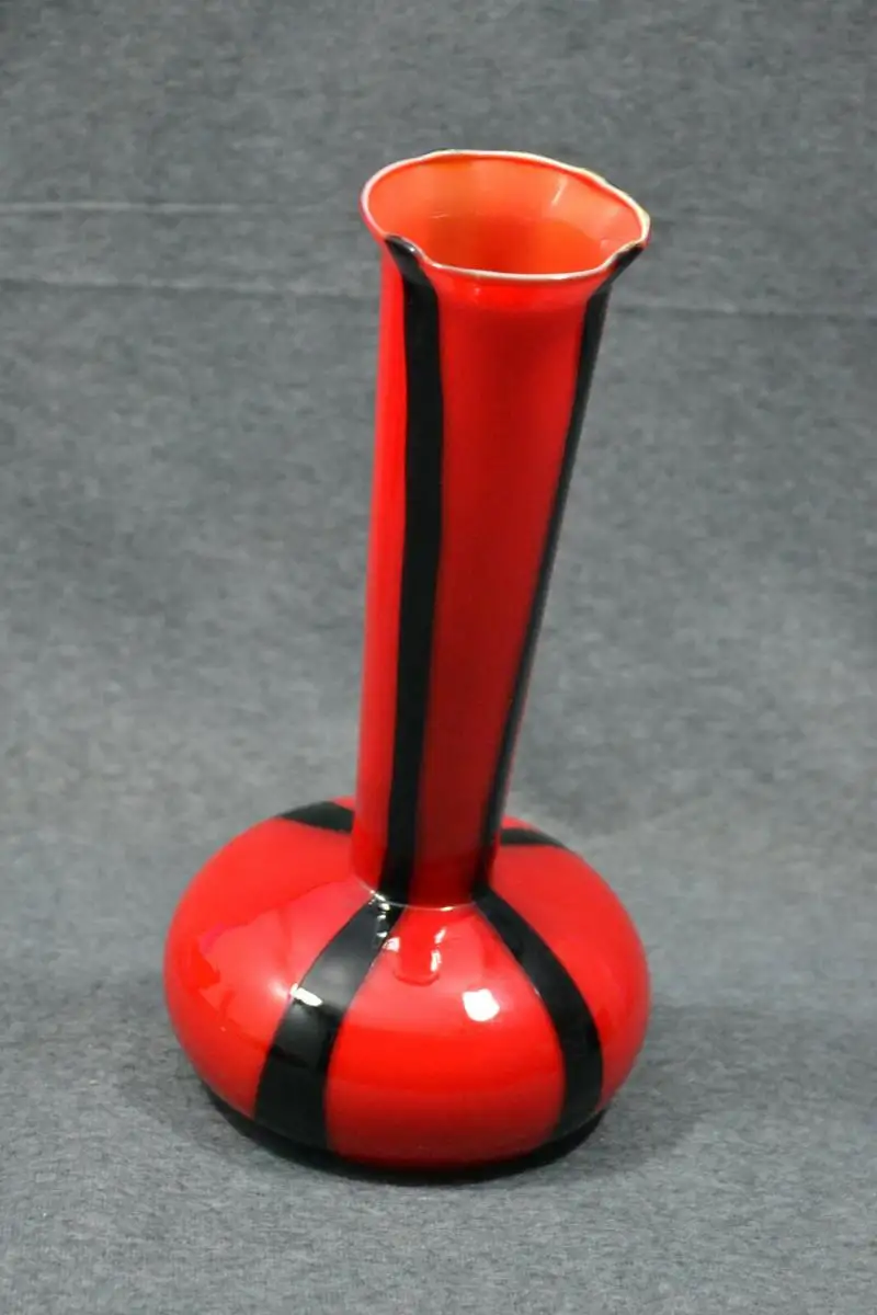 Glas, Vase, rot-schwarz, Murano mundgeblasen 1