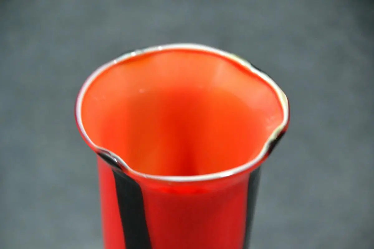 Glas, Vase, rot-schwarz, Murano mundgeblasen 5