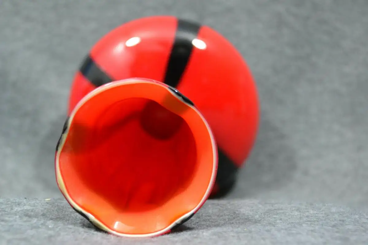 Glas, Vase, rot-schwarz, Murano mundgeblasen 6