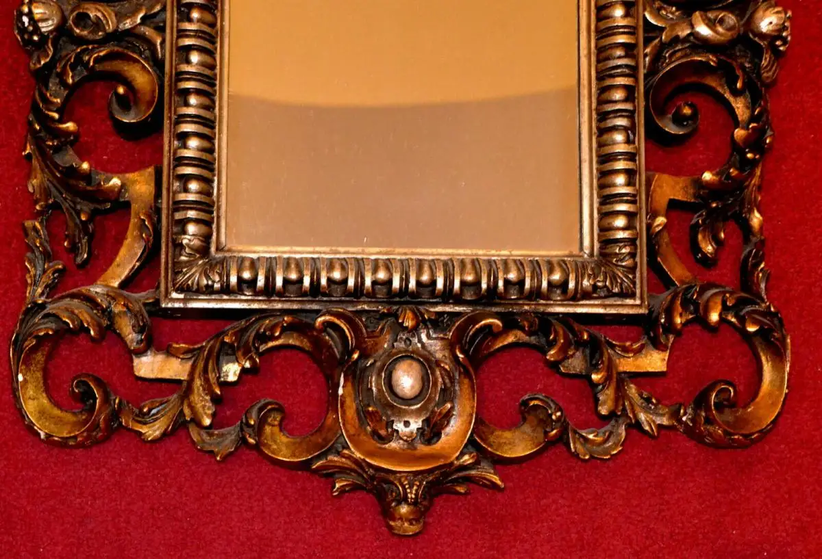 Spiegel,rechteckig,reich mit Stuck verziert,vergoldet u.versilb,deutsch,ca.1880 2