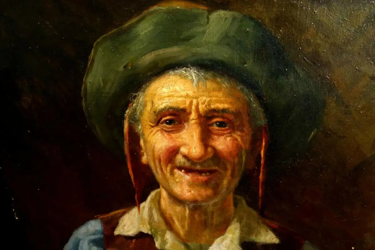 Ölbild,Portrait,italienischer Fischer,Prunkrahmen,19.Jhdt. 4
