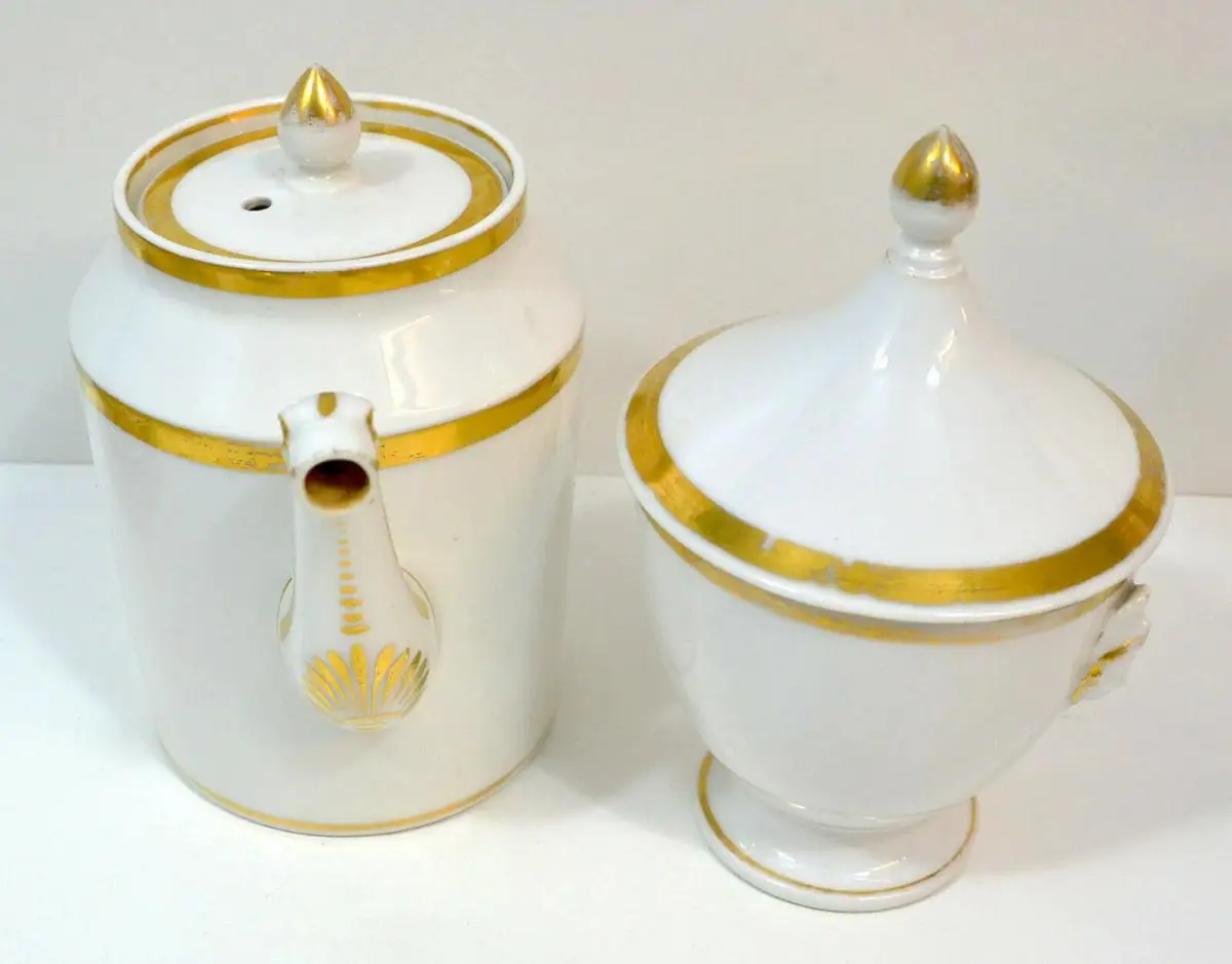 Porzellan,Kaffeeservice,16 Teile,Biedermeier,1820,weiß-gold,klassisch 2
