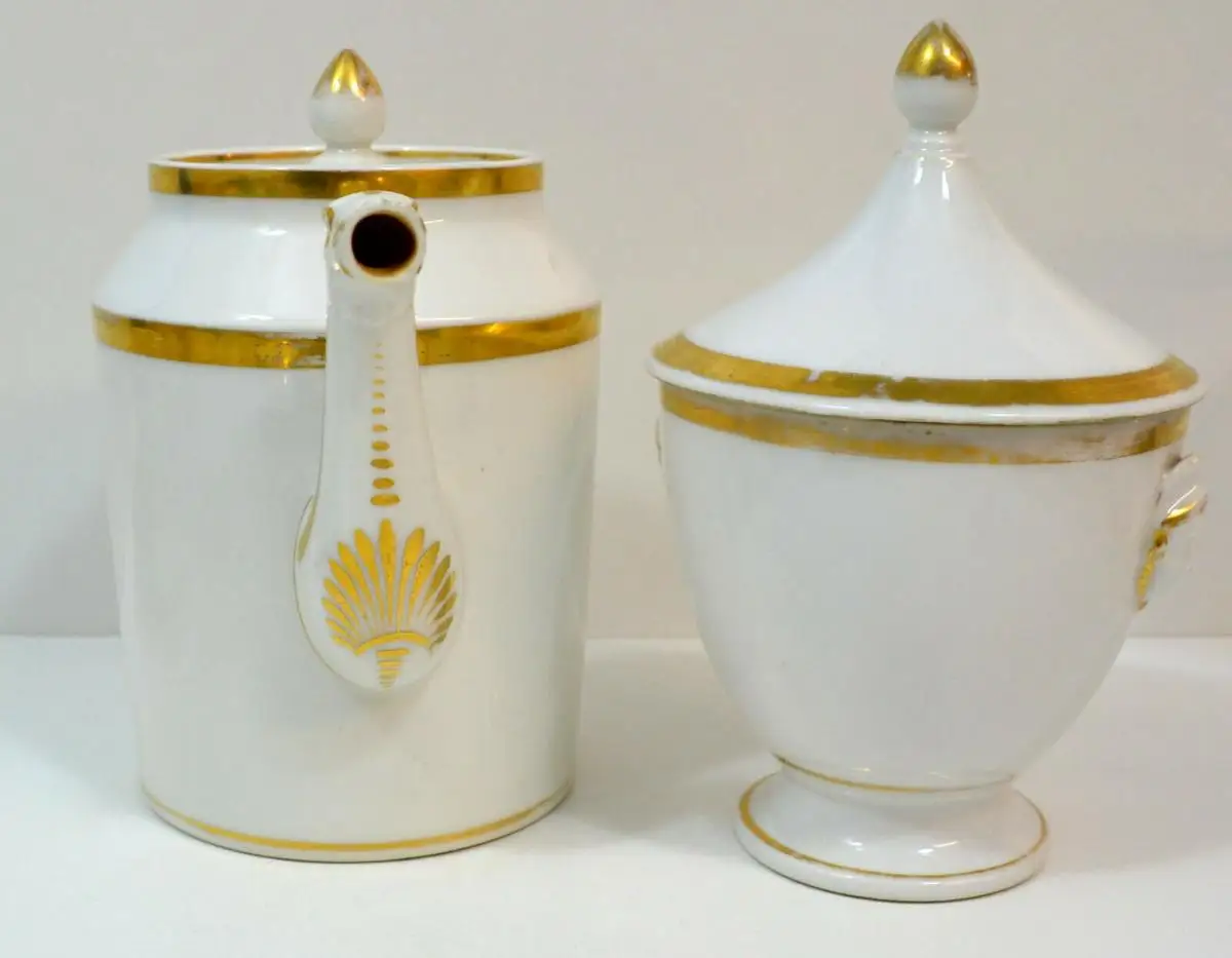Porzellan,Kaffeeservice,16 Teile,Biedermeier,1820,weiß-gold,klassisch 4