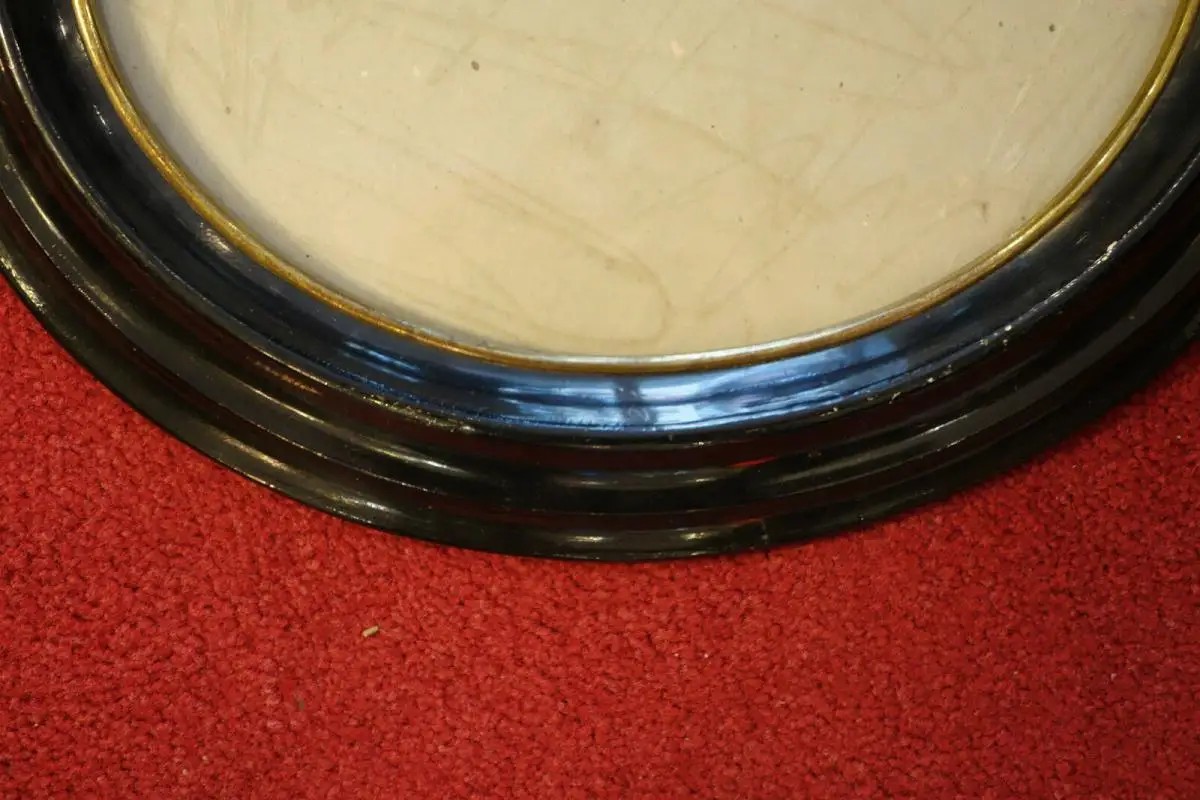 Bilderrahmen oval,Biedermeier, Pappmaché mit Holz versteift, mit Glas 2