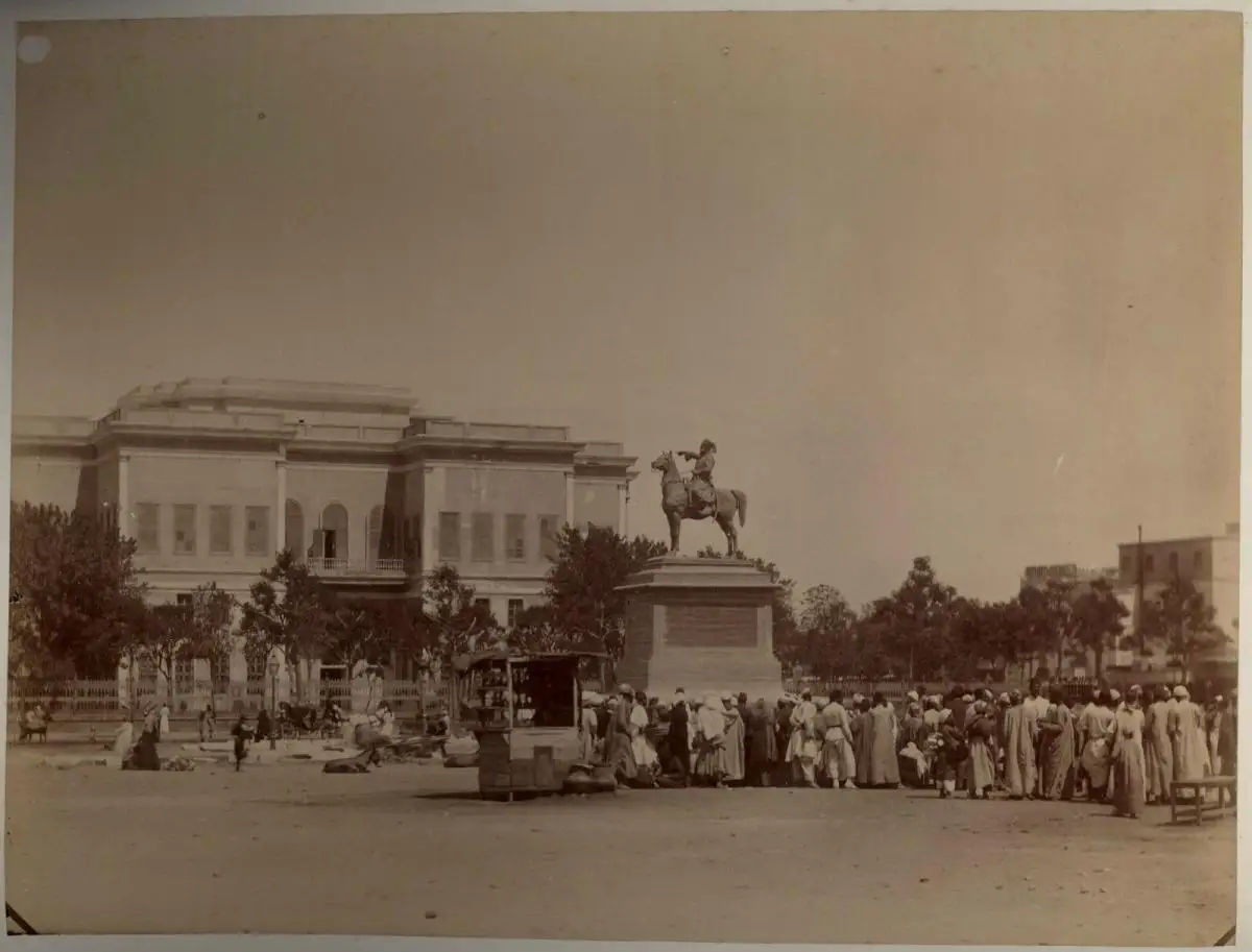 Fotografie, Großes Original-,Photo,Foto,ca 1860,Kairo,Standbild d.Ibrahim Pascha 0