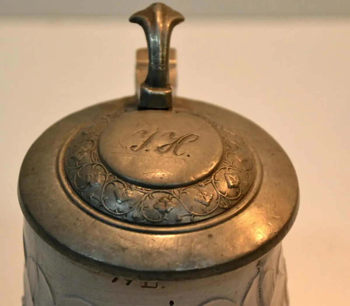 Bierkrug,gr.Steingut,Zinndeckel,USA,1860,Gambrinus u. Amerikanischer Bürgerkrieg 2