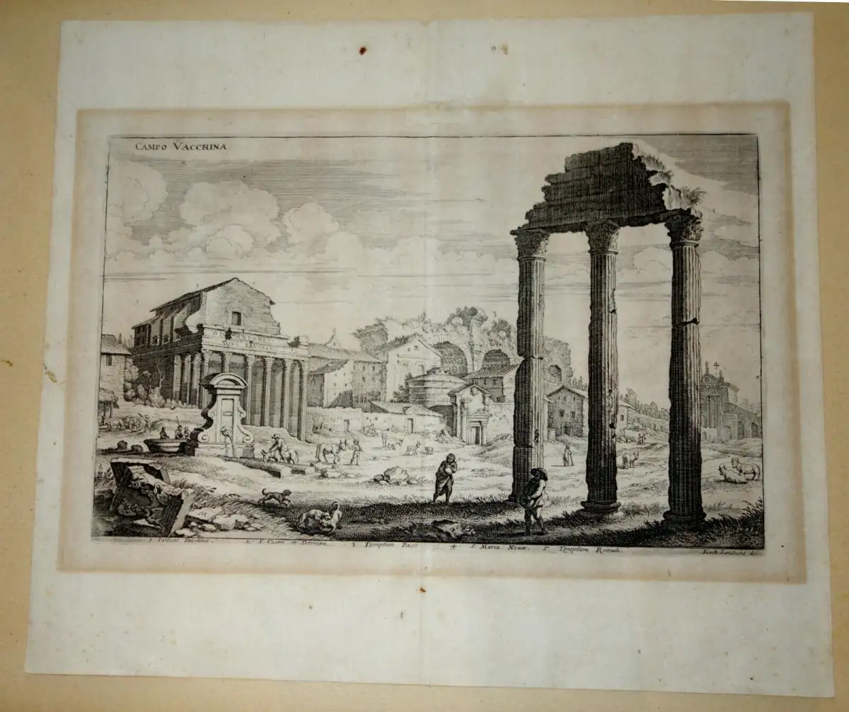 Kupferstich,Campo Vaccino (Forum Romanum) in Rom,Joachim von Sandrart,1606-1688 2