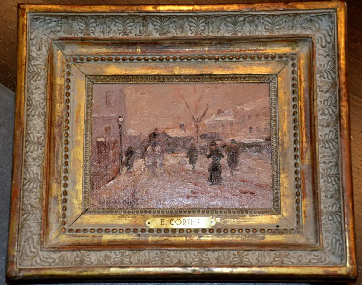 Ölbild,Winter in Paris, Eduardo Cortes,signiert,1882-1969,Impressionist,gerahmt 0