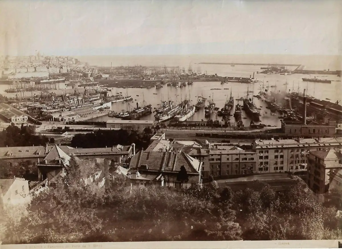 Fotografie, Genova, Panorama del porte da S. Rocco, ca Ende des 19. Jahrhunderts 0