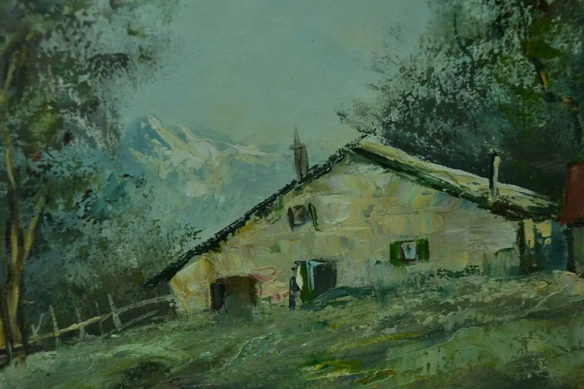 Gemälde,Ölbild,Leinwand,Landschaft in den Voralpen,sign.: H.Lechner,gerahmt 1
