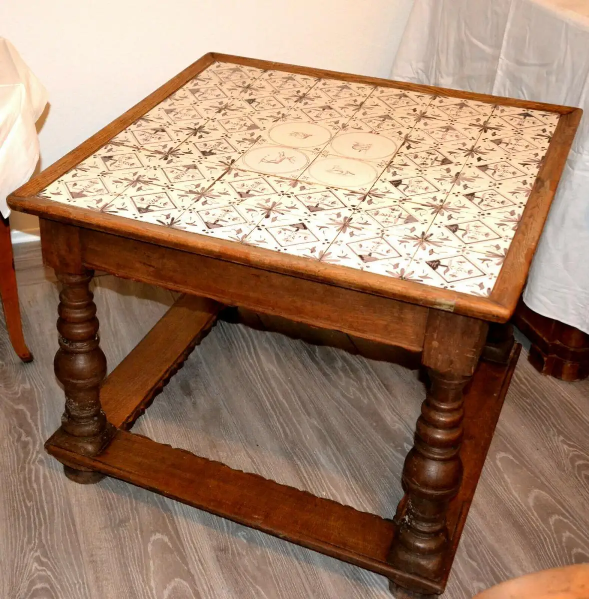 Kacheltisch,Barock,Friesland,Eiche,Originale Kacheln 6
