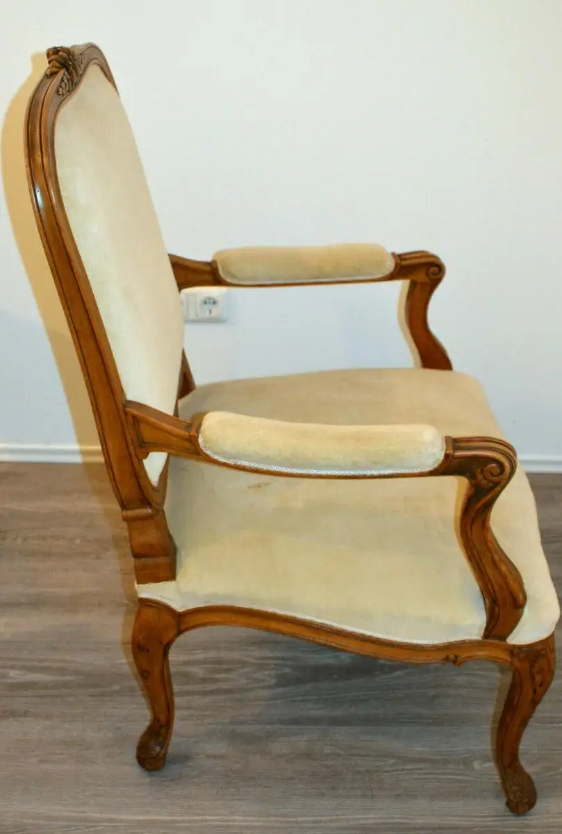 Möbel,Sessel,Rokoko-Stil,Eiche, wohl um 1850,helle Polsterung 3