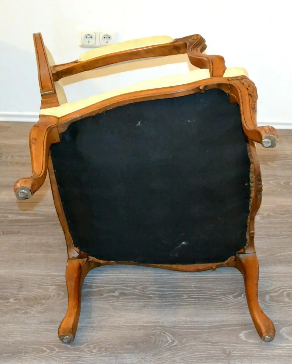 Möbel,Sessel,Rokoko-Stil,Eiche, wohl um 1850,helle Polsterung 4