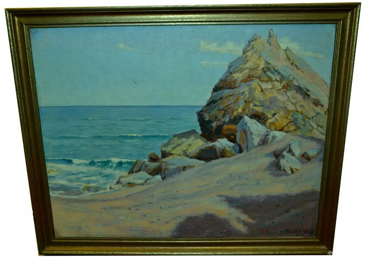 Ölbild,Küste,Rudolf Kalb, 1913,auf Malerkarton,gerahmt 0