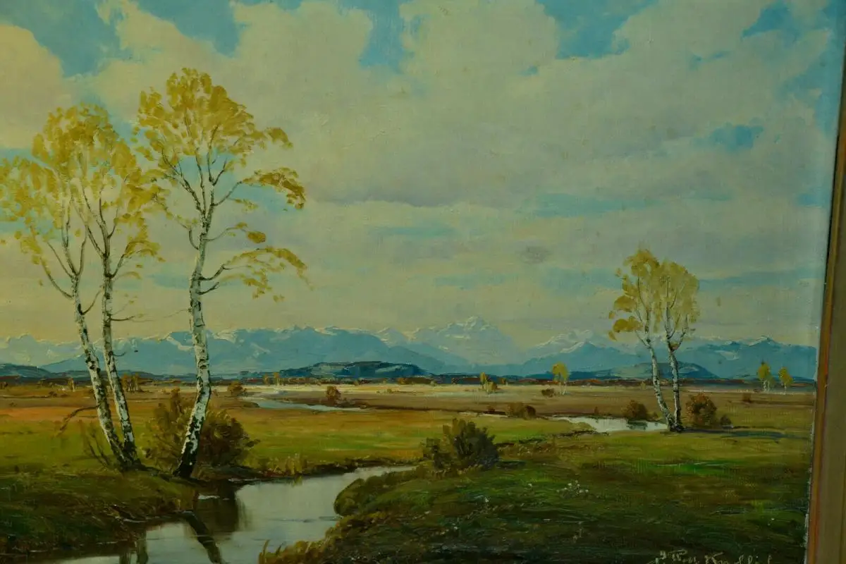 Ölbild,Josef Rolf Knobloch,München,1891-1964, Landschaft bei Dachau ?gerahmt 4