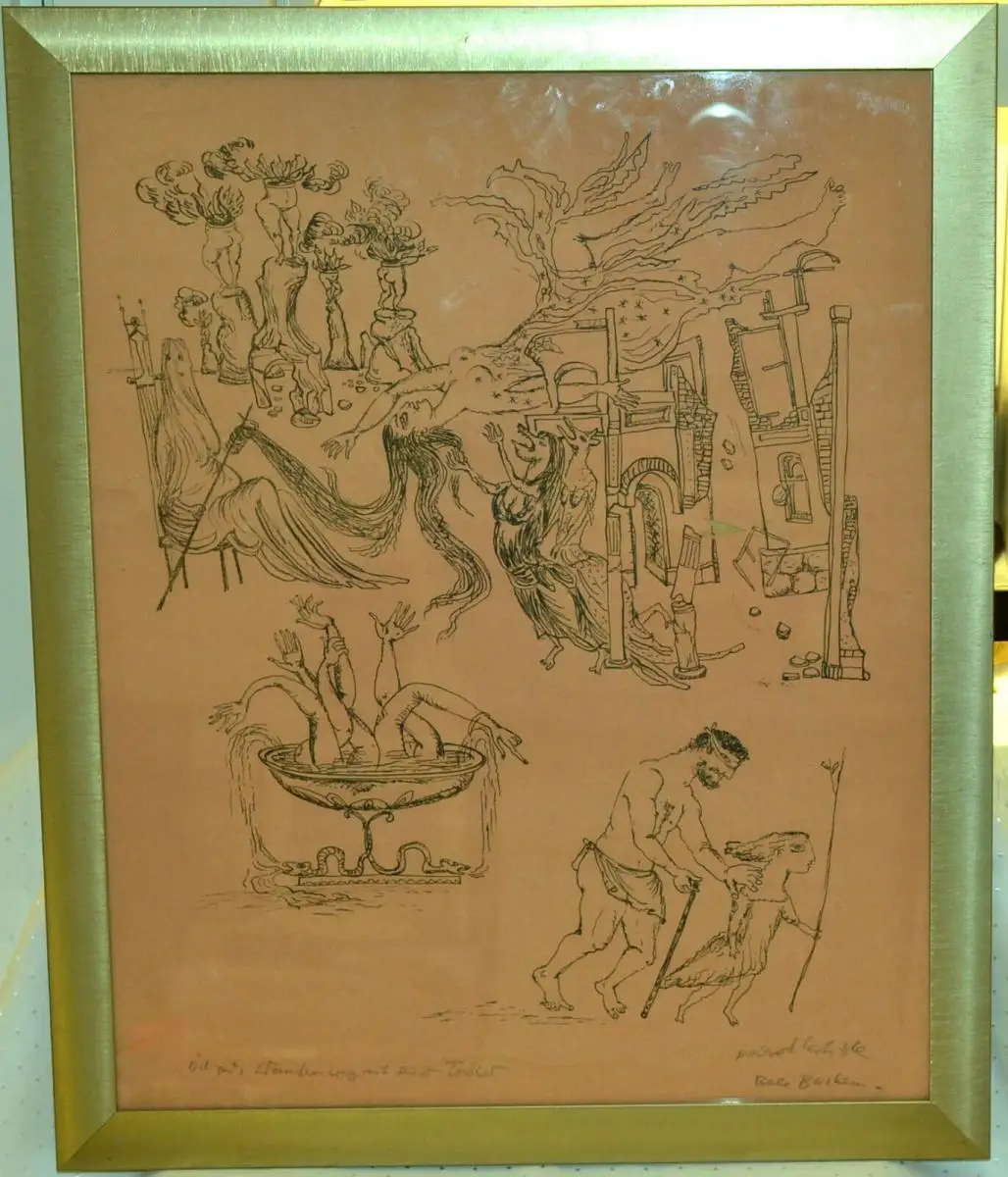 Orig.-Lithografie,Bele Bachem Ödipus Wanderweg mit der Tochter,gerahmt 0