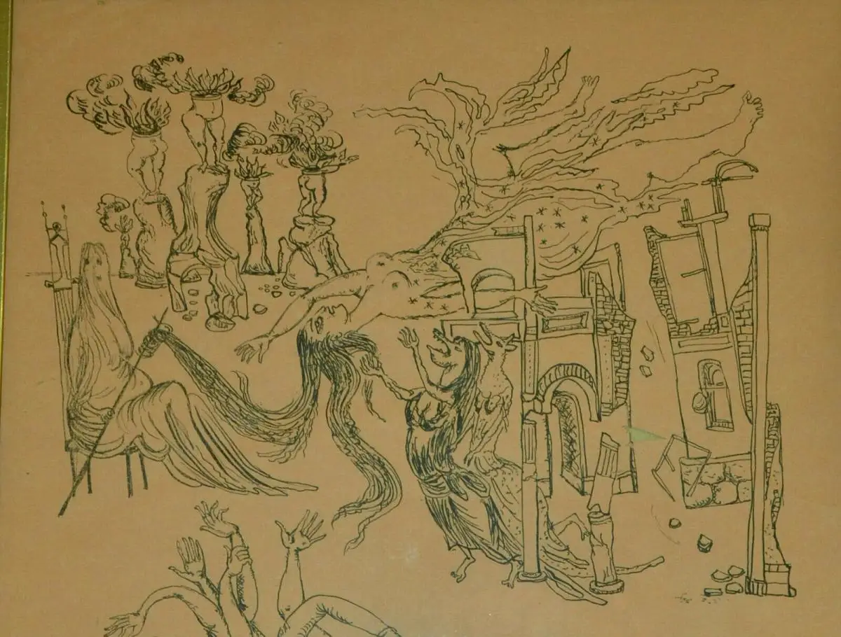 Orig.-Lithografie,Bele Bachem Ödipus Wanderweg mit der Tochter,gerahmt 2
