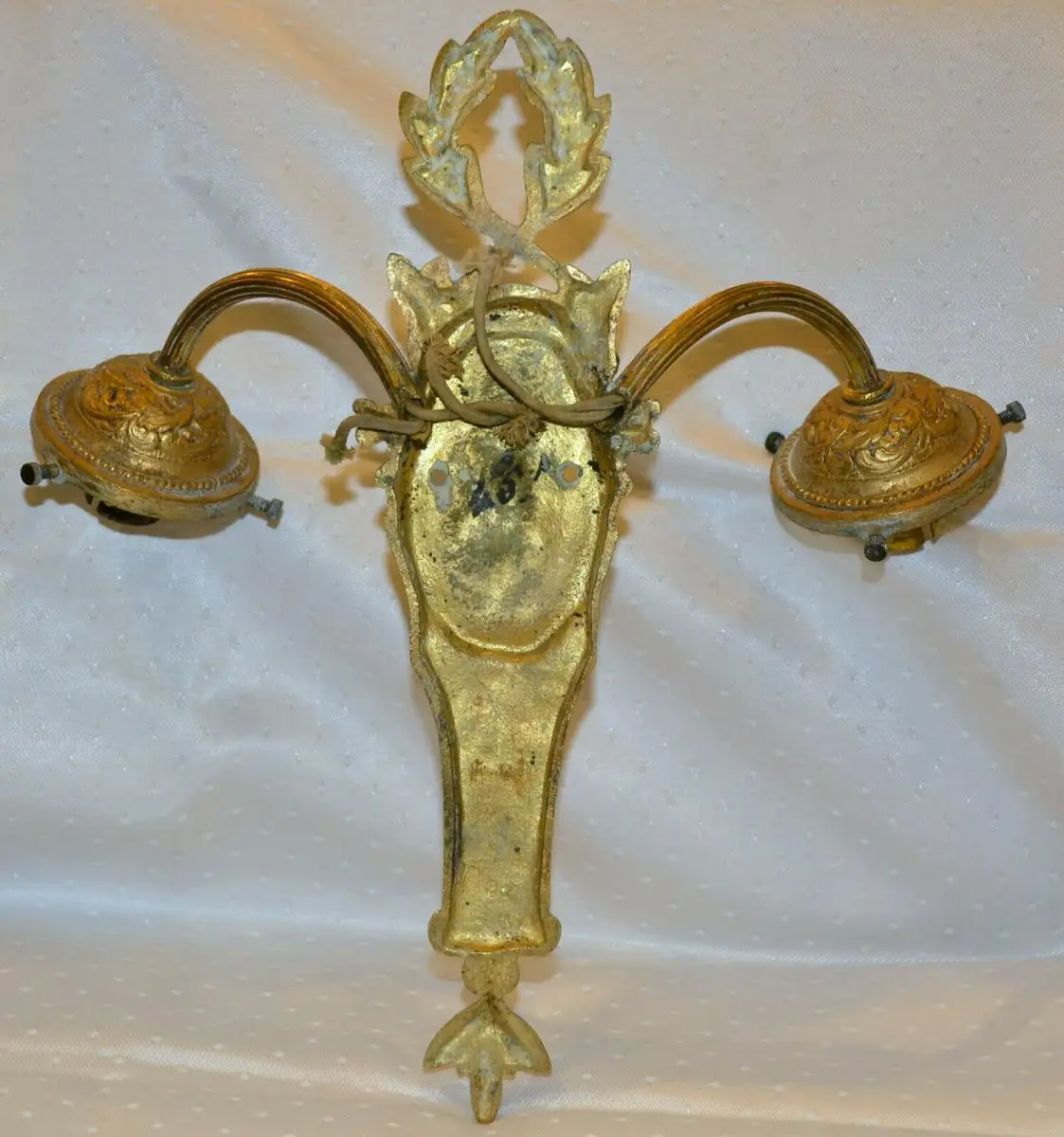 Wandlampe,zweiarmig,vergoldet,um 1900,wohl Großbritannien 2